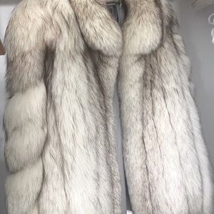 Silver fox fur coat
